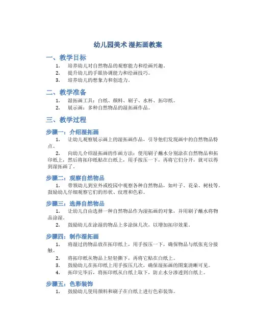 幼儿园美术 湿拓画教案