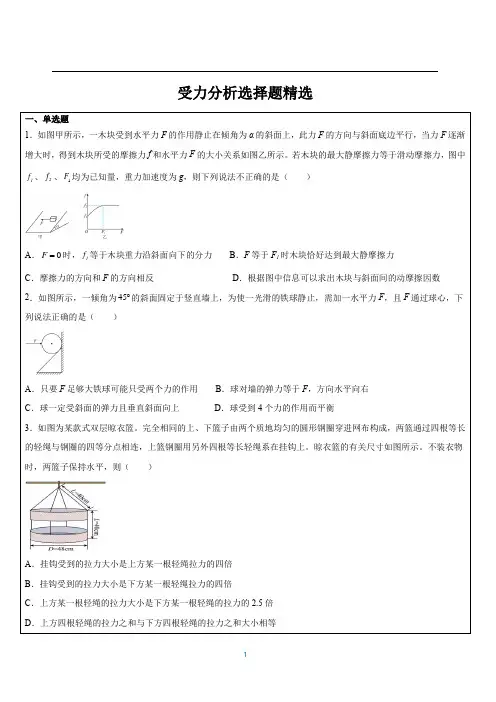 受力分析精选-2023-2024学年高一物理人教版(2019)必修第一册