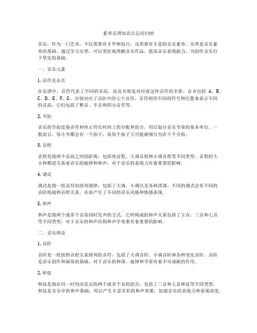 素养乐理知识点总结归纳
