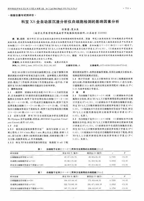 科宝XS全自动尿沉渣分析仪白细胞检测的影响因素分析