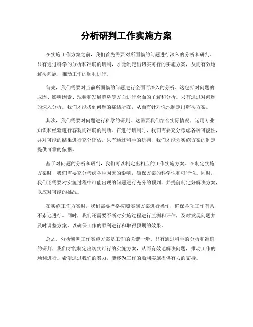 分析研判工作实施方案