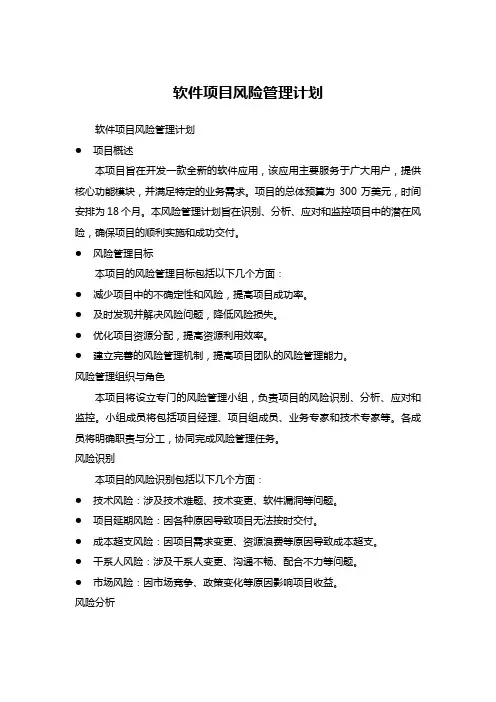 软件项目风险管理计划