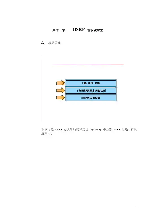 智慧HW数通基础第十三章HSRP协议及配置