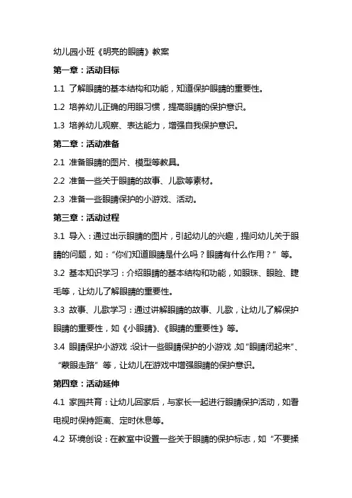 幼儿园小班《明亮的眼睛》教案