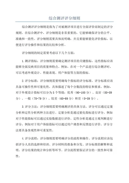 综合测评评分细则