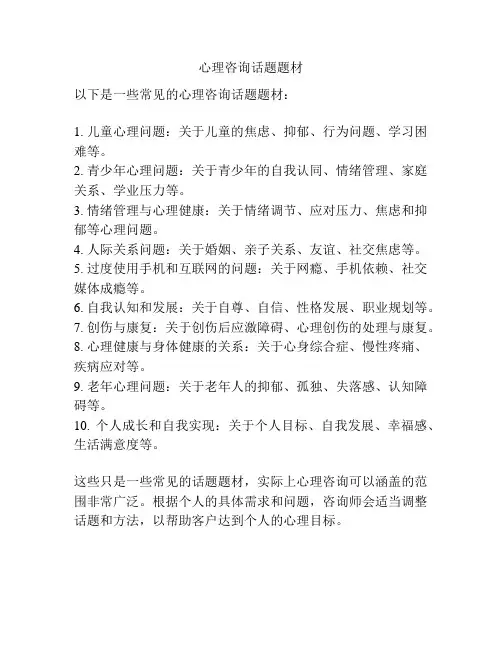 心理咨询话题题材