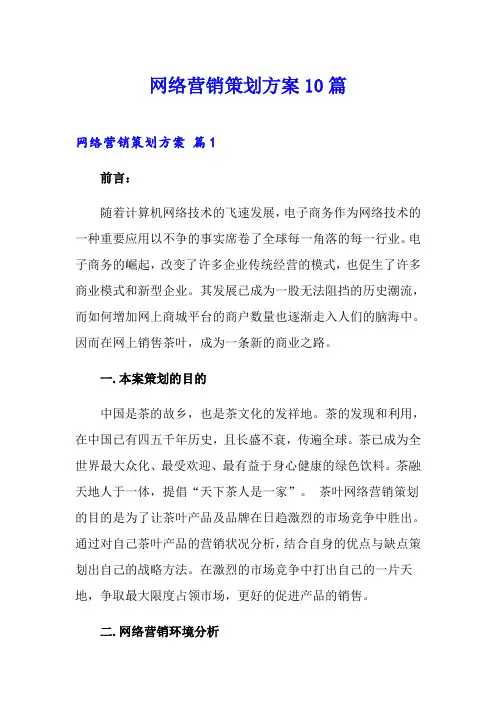 网络营销策划方案10篇