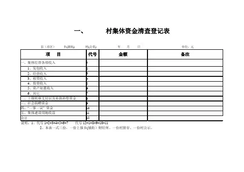 村集体资金清查登记表