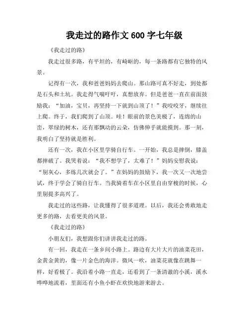 我走过的路作文600字七年级