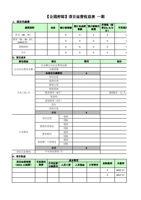项目运营收益测算表(空)(1)