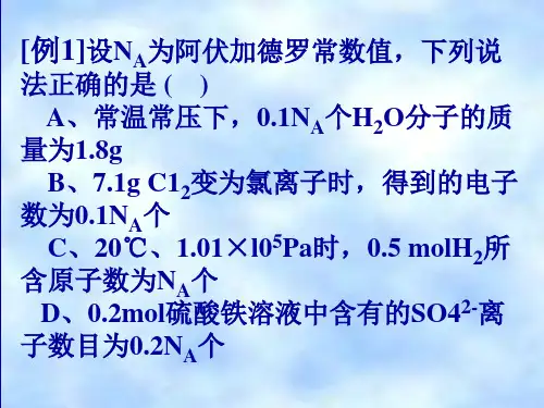 阿伏加德罗常数值PPT课件