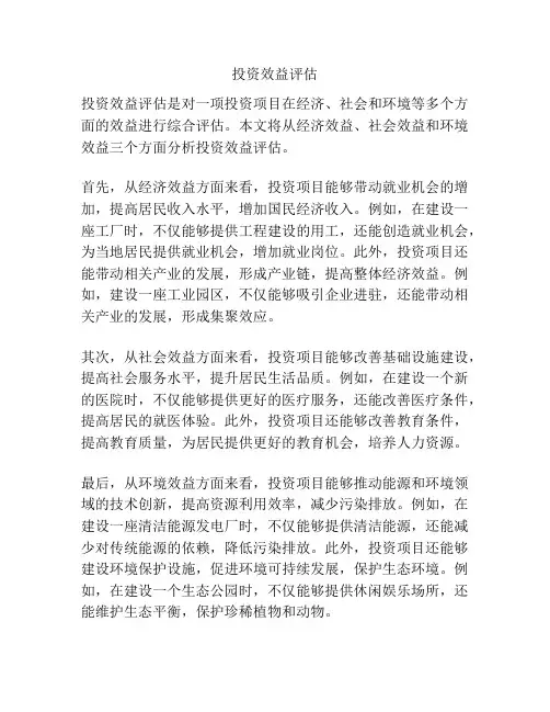 投资效益评估
