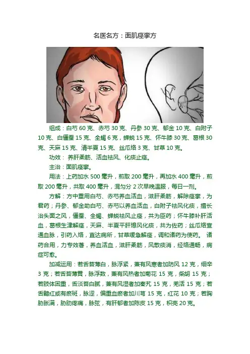 名医名方：面肌痉挛方