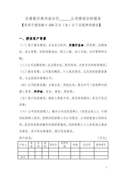 1、小企业授信报告模板