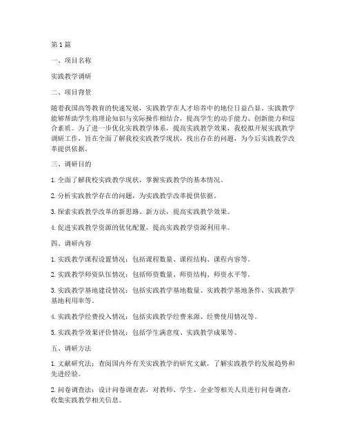 实践教学调研申报书范文(3篇)
