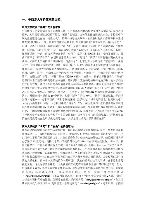 东西方大学校训比较