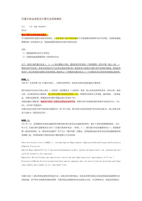 巴塞尔协议主要内容