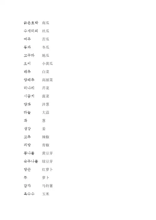 韩语各类词汇大全