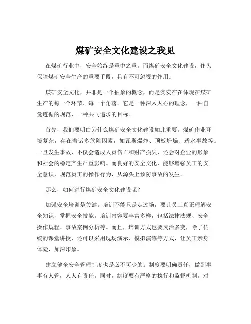煤矿安全文化建设之我见