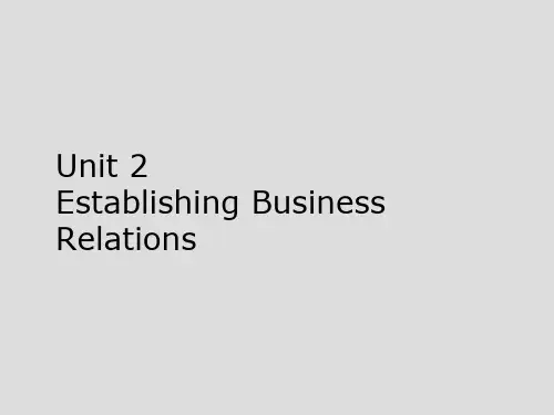 新编外贸英语函电写作教程Unit 2 Establishing Business Relations