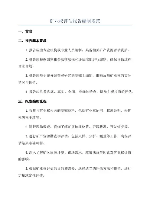 矿业权评估报告编制规范