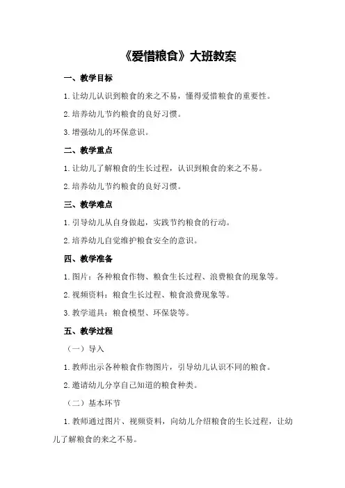 《爱惜粮食》大班教案