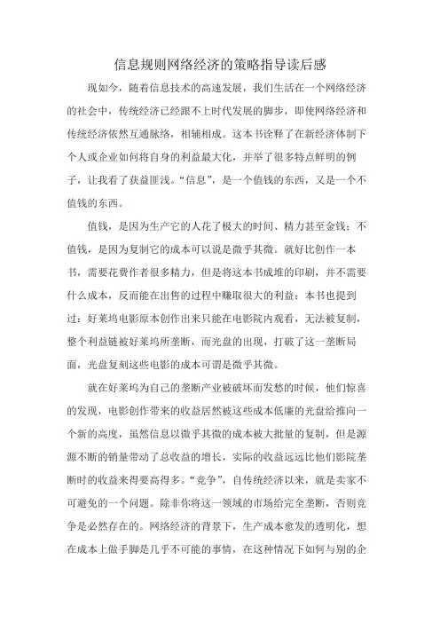 信息规则网络经济的策略指导读后感