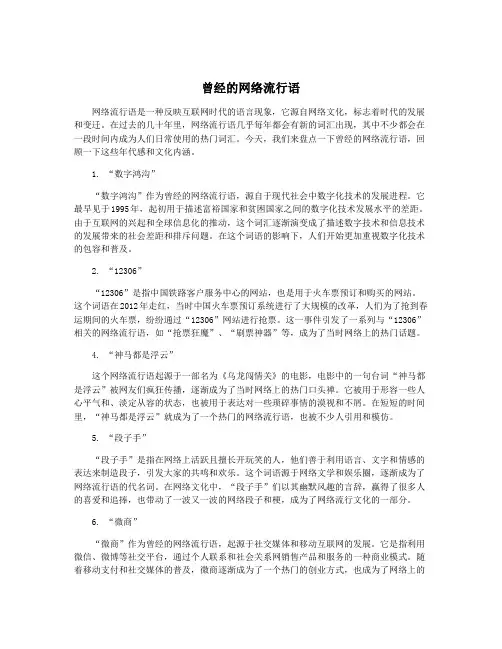 曾经的网络流行语
