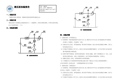 液压泵实验报告