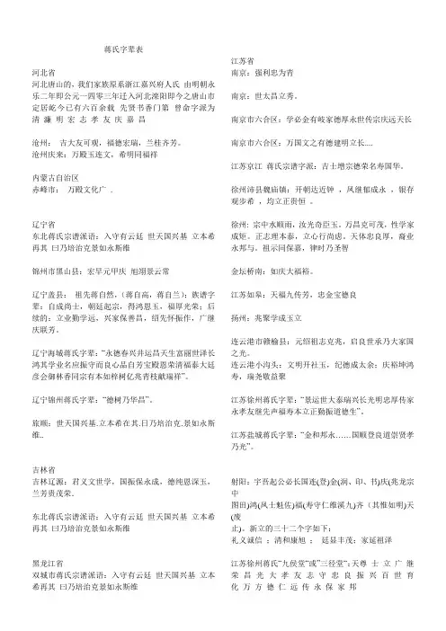 蒋氏字辈表2016.10
