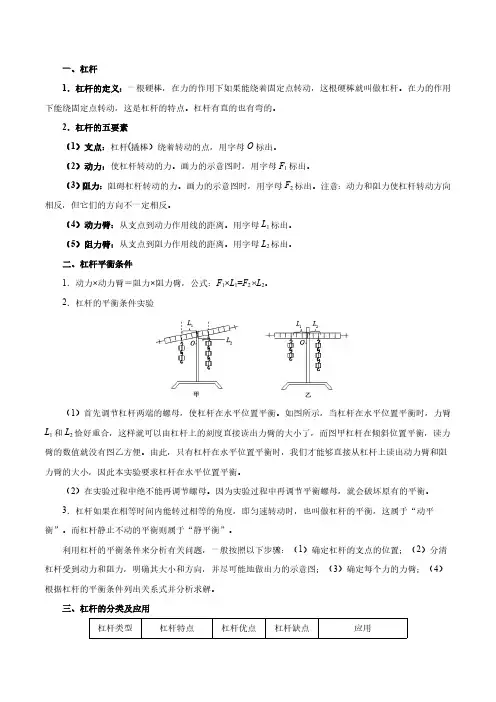 (初中物理)考点18 简单机械