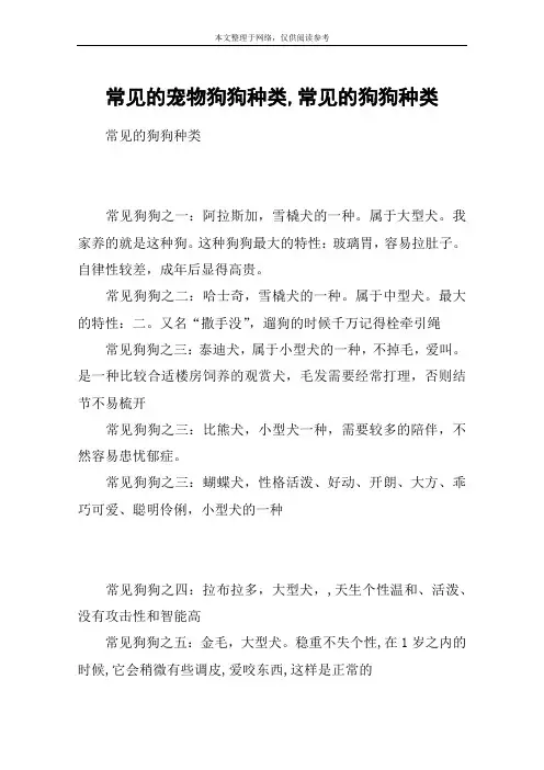 常见的宠物狗狗种类,常见的狗狗种类_1