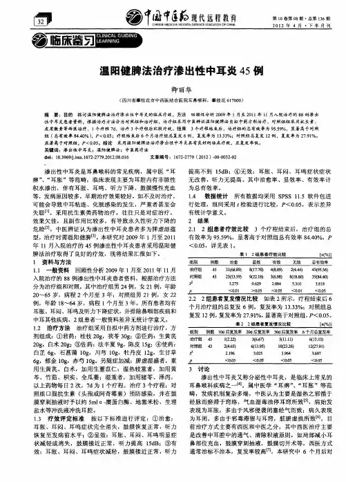 温阳健脾法治疗渗出性中耳炎45例