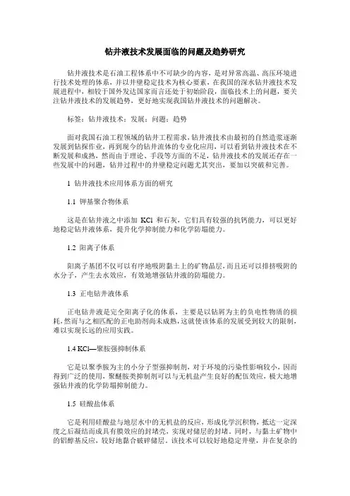 钻井液技术发展面临的问题及趋势研究