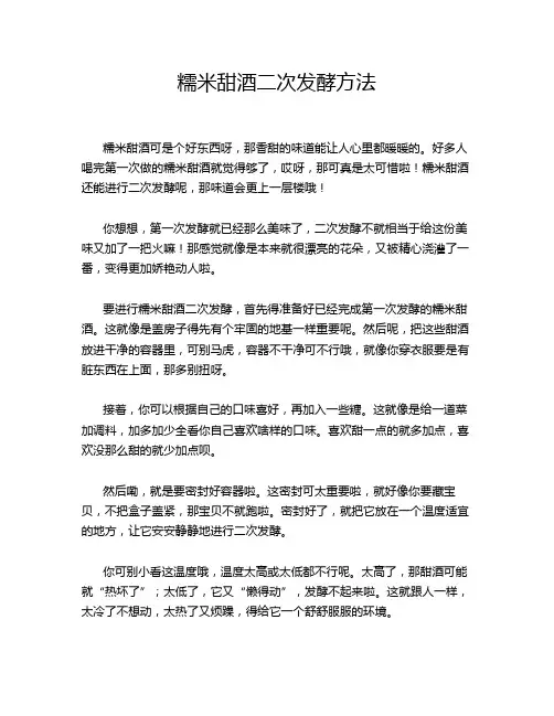 糯米甜酒二次发酵方法