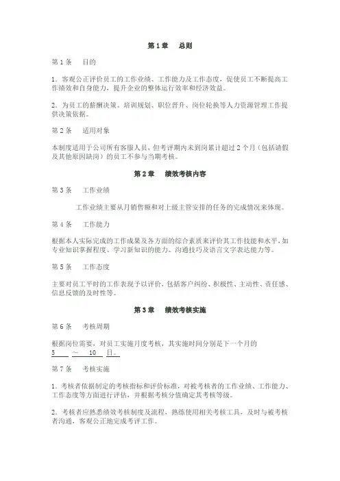 淘宝商城绩效考核制度参考分享