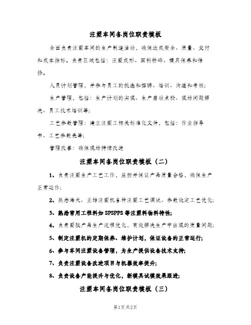 注塑车间各岗位职责模板(三篇)