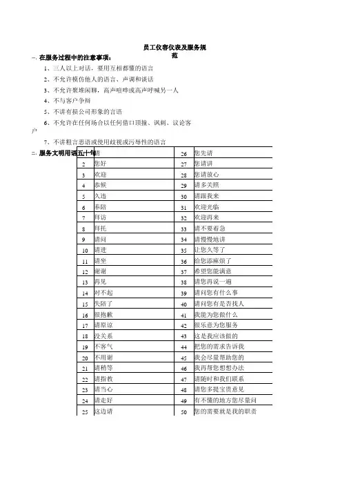 仪容仪表及行为规范