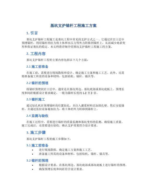 基坑支护锚杆工程施工方案