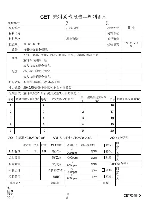 CET来料质检报告-塑胶类