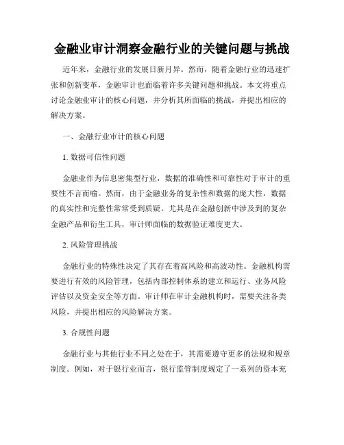 金融业审计洞察金融行业的关键问题与挑战