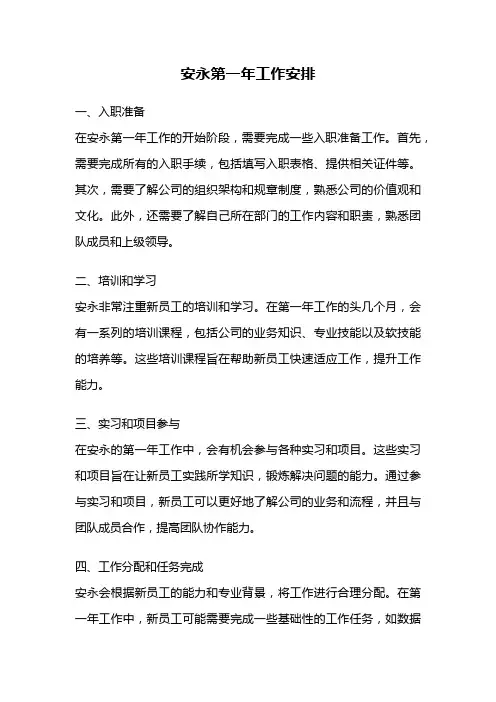 安永第一年工作安排