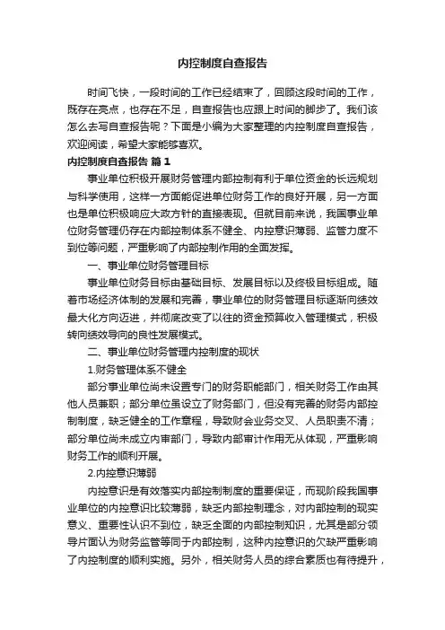 内控制度自查报告（通用13篇）