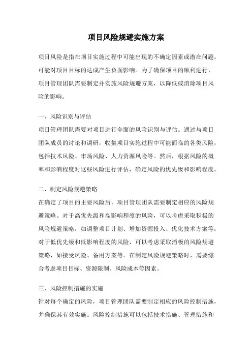 项目风险规避实施方案