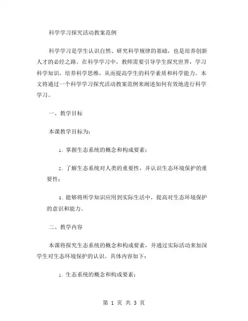 科学学习探究活动教案范例
