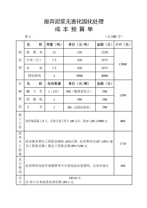 废弃泥浆无害化固化处理