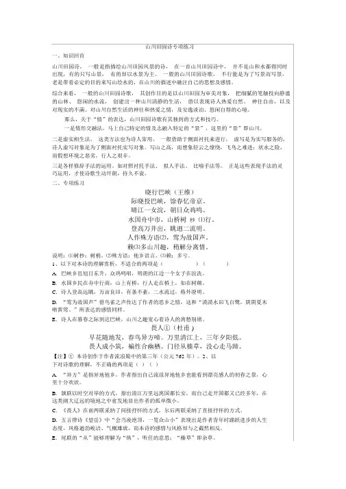 山水田园诗专项练习