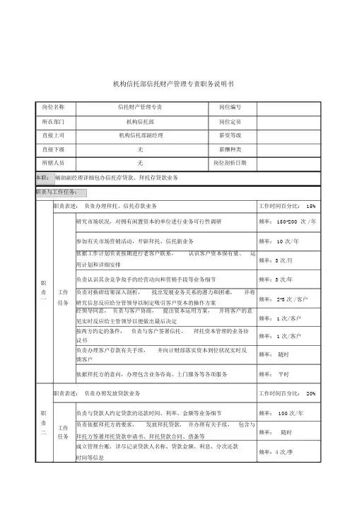 资产管理专责职务说明书