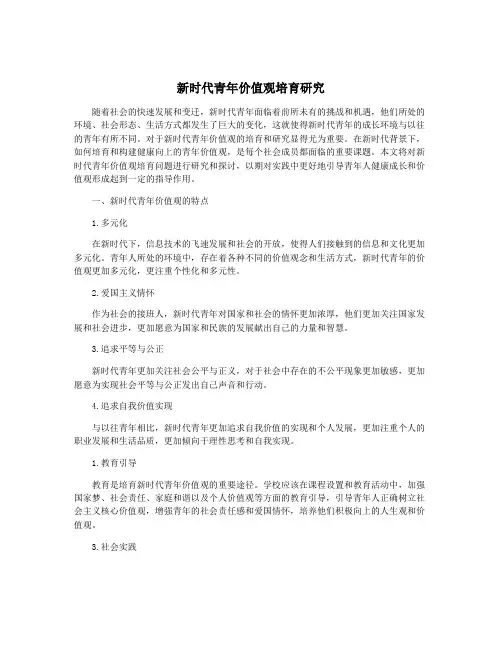 新时代青年价值观培育研究