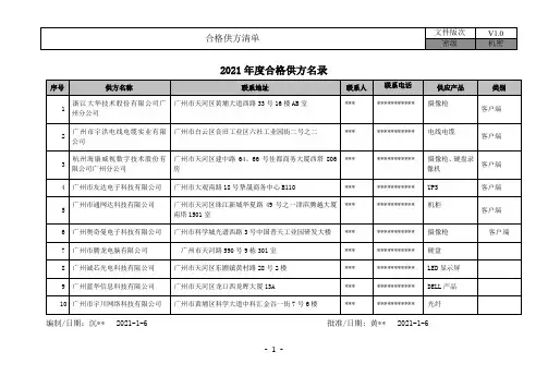 合格供应商名单(ISO27001及ISO20000管理体系)